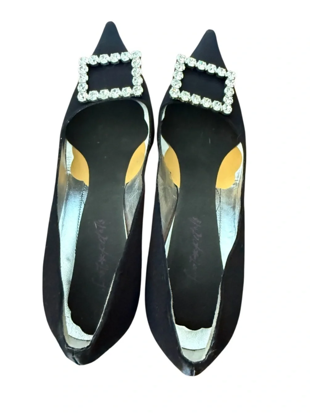 Kate Spade Black Pointed Toe Crystal Buckle Pumps-Size 7.5 Like New